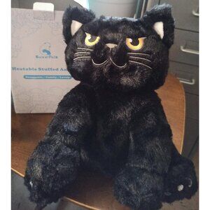 Grumpy Black Cat Stuffed Animals Heating  Pads for Cramps Bedtime Cuddle Toy